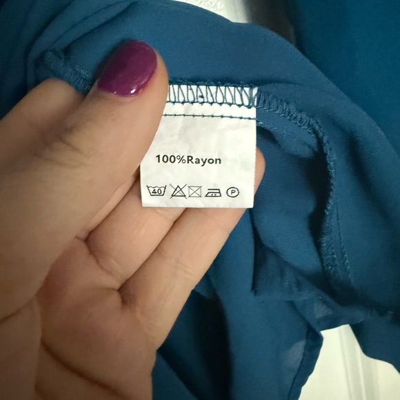 Teal semi sheer blouse - Picture 2 of 3